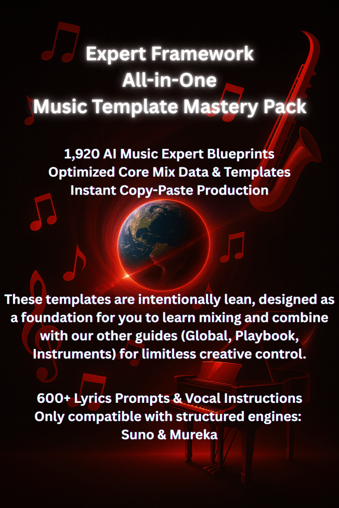 from beginner to pro in 1 minute the all in one ai music prompt mastery pack 2,600 ai music expert prompts intros, outros, full tracks & mix templates ready to mix & copy paste 600+ lyrics prompts (4)