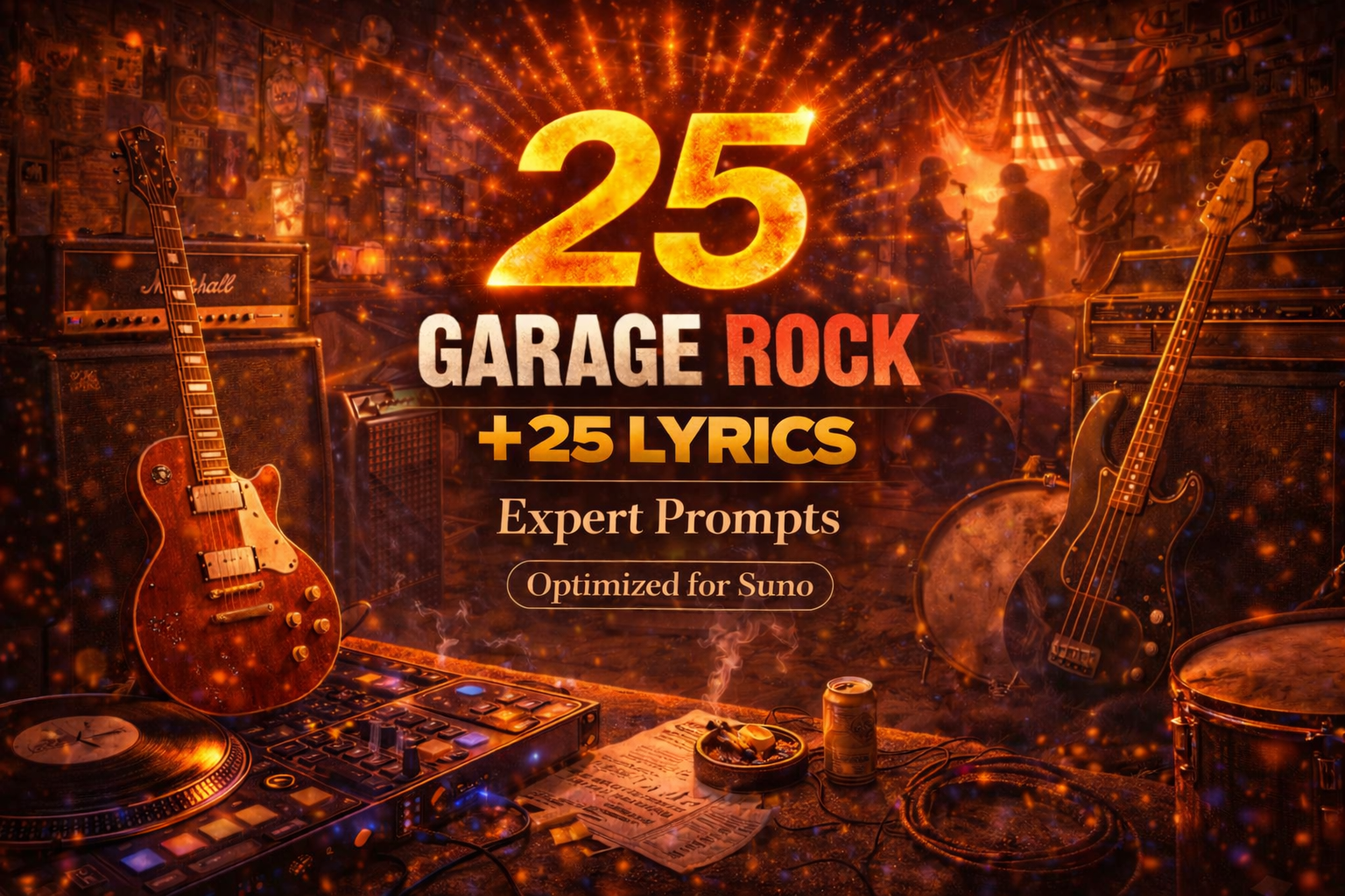 Garage Rock Song Prompts for Suno, Raw Hooks and AI Rock Songs