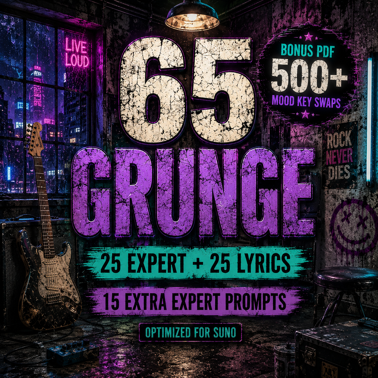Grunge Prompts for Suno, Raw Guitars and AI Songs